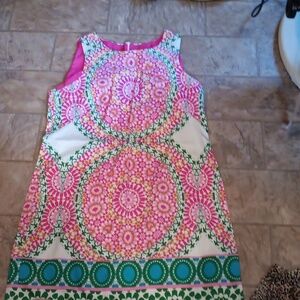 London Times sleeveless lightweight mid length size 12 colorful dress